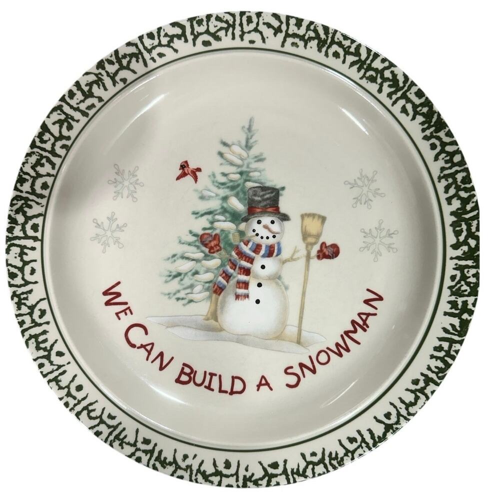 'We Can Build a Snowman' Stoneware 7-Pieces 4-Dinner Plates, 2-Mugs, 1 Bowl